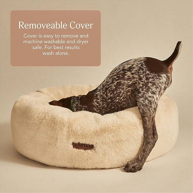UnHide Floof Pet Bed - XL (40"x14") - Extra Soft Dog Bed - Removable Faux Fur Cover - Machine Washable - Helps Ease Pet Anxiety & Provides The Perfect Sleep - Leopard