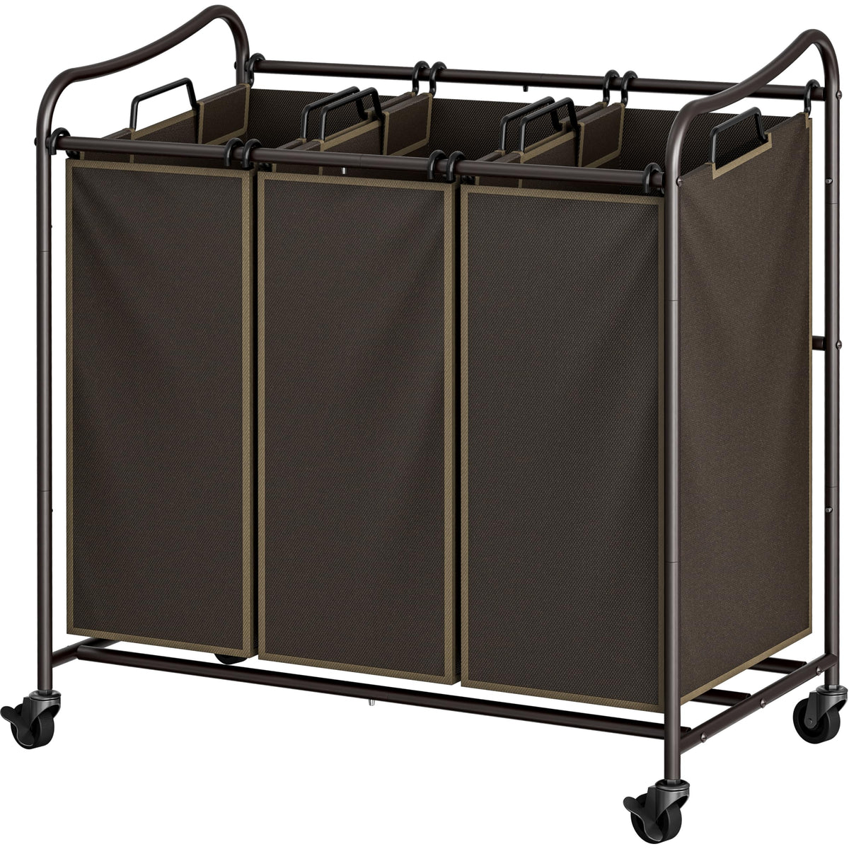 Simple Houseware Heavy Duty 3-Bag Laundry Sorter Rolling - Image 1