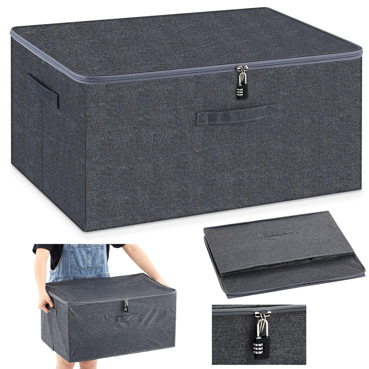 Briwooody 1 Pc Discreet Lockable Toy Bag, Gray, 24 x 16 x 12 in - Image 1