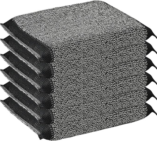 Steel Wool Scrub Sponges Kitchen, Reusable Dish Scrubber Sponge, for Pots, Pans, Gentle and Scratch Free - 6 Pack Black