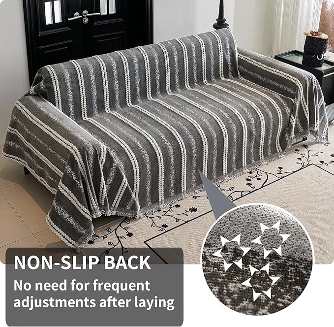 HAOMAIJIA Non Slip Couch Cover Sofa Covers for 2 Cushion Couch Washable sectional Couch Covers L Shaped for Dogs pet Furniture Protector Couch Cover Blanket for Living Room (TM-Grey, 71"x102")