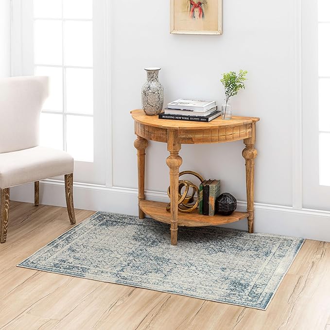 Mohawk Home Cassandra Abstract Ornamental Denim Blue 2' 11" x 5' Area Rug Perfect for Living Room, Dining Room, Office