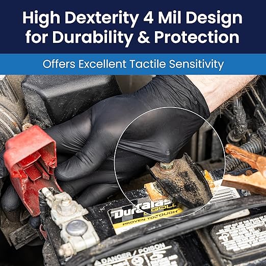 Adenna Night Angel Disposable Nitrile Gloves – 4 Mil, Powder Free Rubber Glove for Tattoo & Medical Use, Latex-Free, Tactile Sensitivity with Textured Grip, Case of 900, X-Large, Black