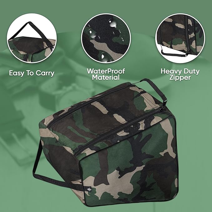 Shoe Bag Waterproof Sports Golf Boot Bag | Odor-Resistant Gym Kit Organiser Storage | Hiking Travel Dust-Proof Storage Bag for Wellington, Cowboy, Football, Rugby, Cricket Shoe (Green Camo)