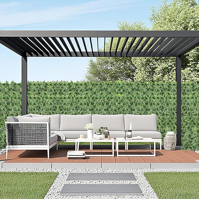 Artificial Ivy Privacy Fence Screen,39.4" X 118" UV-Anti Fake Leaves Plant Vine,Privacy Hedges Wall for Indoor Outdoor Garden Backyard Decor,Color Watermelon Leaves