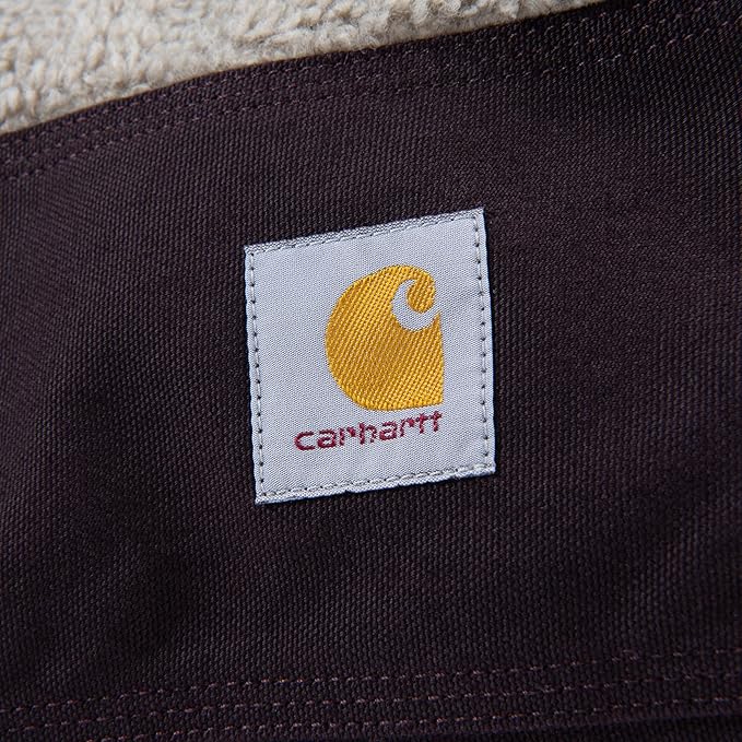 Carhartt Durable Canvas Pet Bed, Water Resistant Firm Duck Dog Bed, Deep Wine (Sherpa Top), Medium