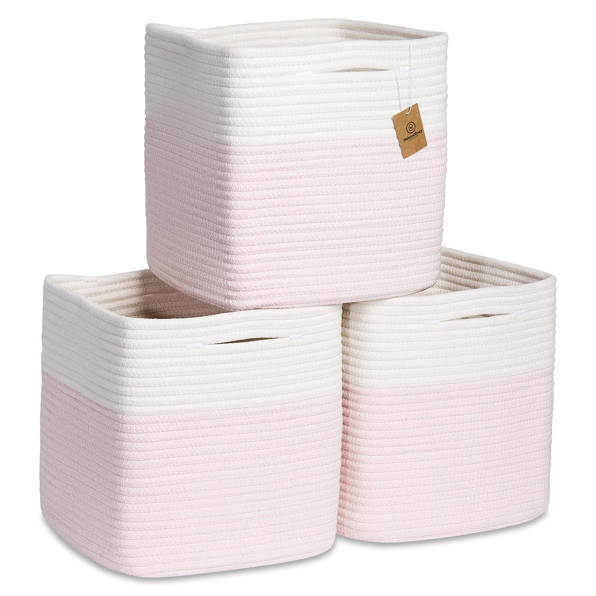 Storage Cubes 11 Inch Cotton Rope Woven Baskets | Home Organization - Image 1