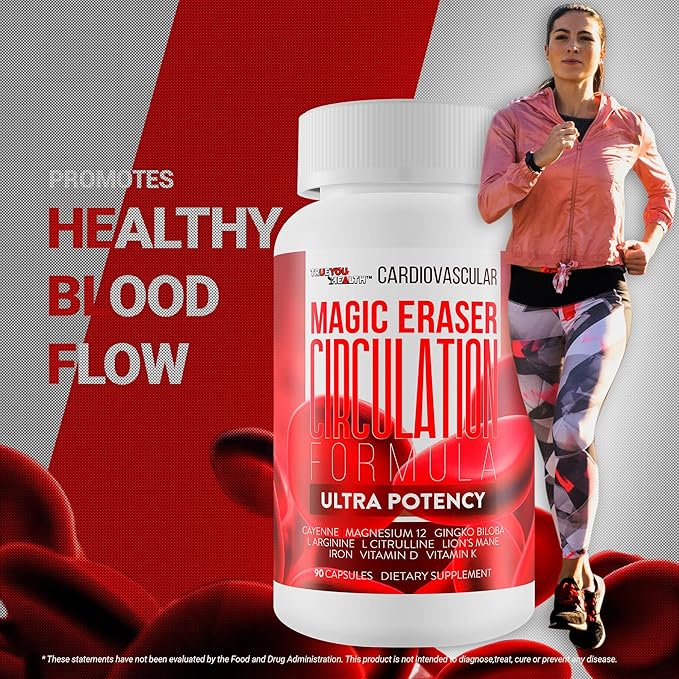 Magic Eraser Circulation Formula - Our Best Circulation and Vein Support Vitamins - High Pressure Pills - Circulation Supplements to Increase Blood Flow Care - Cardiovascular Magic Eraser Supplement