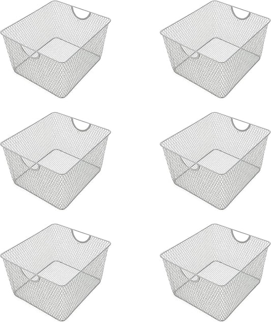 YBM Home Kitchen Pantry Organizer Wire Basket for Shelves, Cabinets, Pantry, Countertop, Mesh Open Storage Bin Metal Basket for Organizing Food Supplies 10” x 9” x 6”, Pack of 6