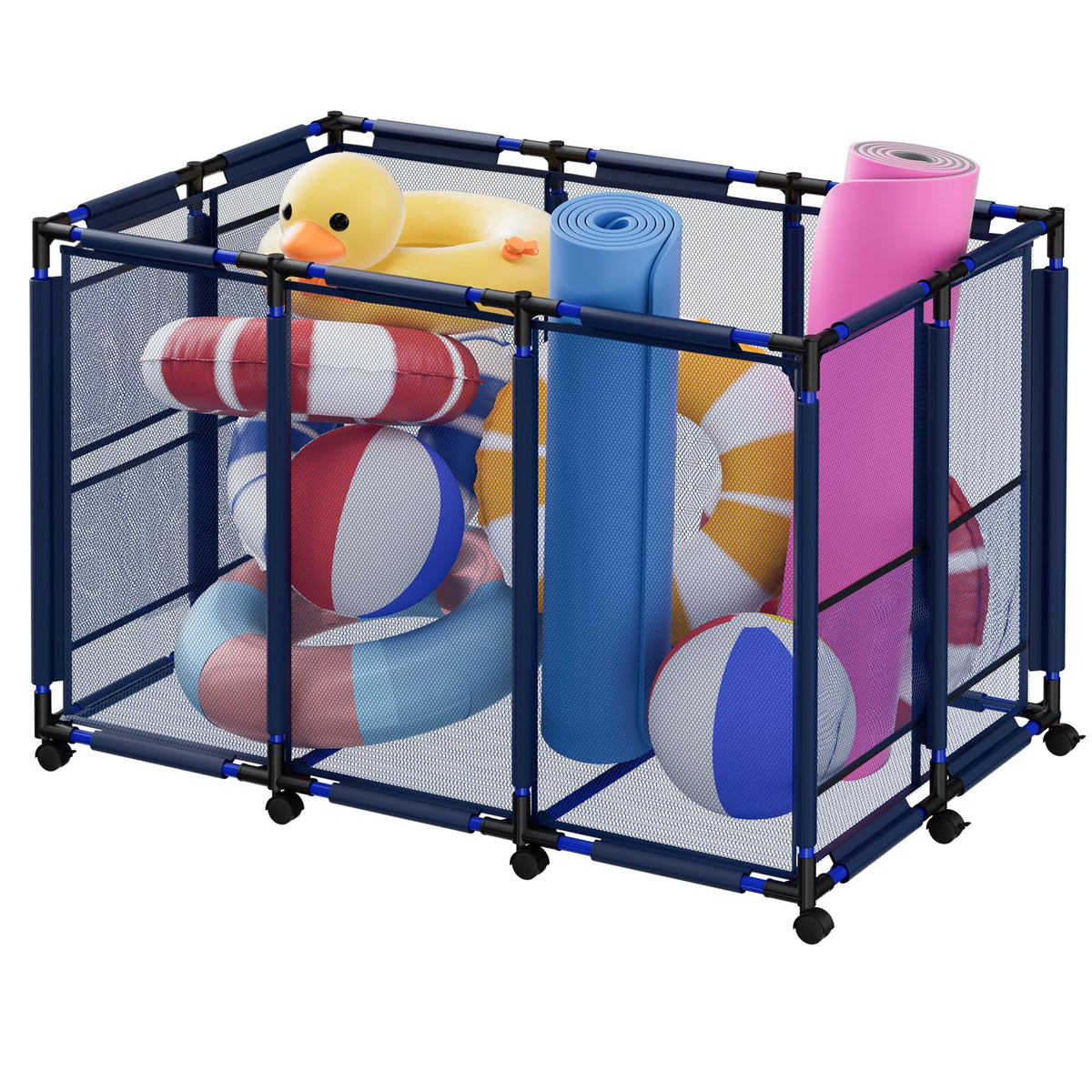 Extra Large Pool Storage Bin, Metal Rolling Float Swimming - Image 1