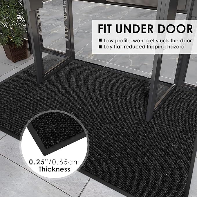 2′ x 17′ Front Door Mat Indoor Outdoor Entrance, Commercial Floor Mat Heavy Duty Dirt Trapper Entryway Doormat, Custom Size Non Slip Rubber Backing Welcome mat, Door Mat for High Traffic Area
