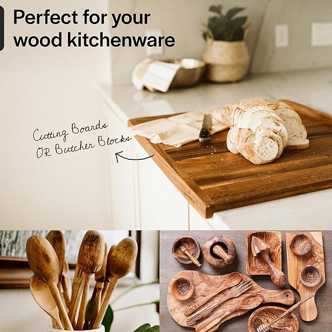 Cutting Board Wax and Conditioner with Food Grade Beeswax - Treat Wood Countertops, Butcher Blocks, Wooden Utensils and Bowls - Made in USA (12oz)