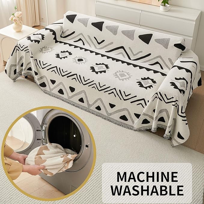 HAOMAIJIA Non Slip Couch Cover Sofa Covers for 3 Cushion Couch Washable sectional Couch Covers for Dogs pet Furniture Protector Couch Cover Blanket for Living Room (My-Black, 91"x134")