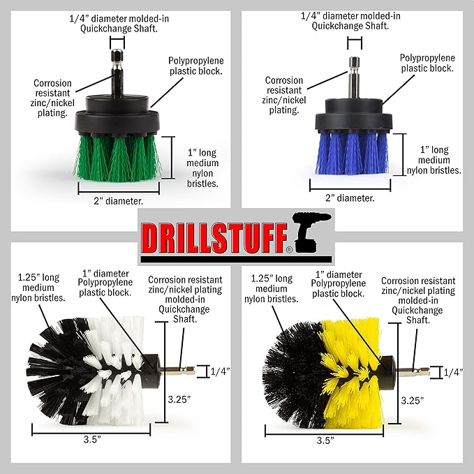 Cleaning Brushes for Cordless Drill - Small Round Boat Accessories Cleaning Brush - Kitchen Sink Scrub Brush - Car Detailing Rotary Wheel Brush - Shower Cleaner Brush for Drill - Tile and Grout Brush