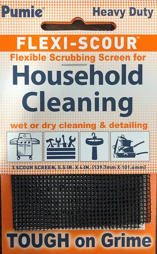 PUMIE Flexi-Scour, 5.5 x 4 Inch FLEX-12 C, Flexible Scrubbing Screen for Household Cleaning, Flexible Scouring Mesh Pad, Abrasive Grit Screen for Toilet Bowls, Grills, Removes Carbon, Rust (Pack of 1)