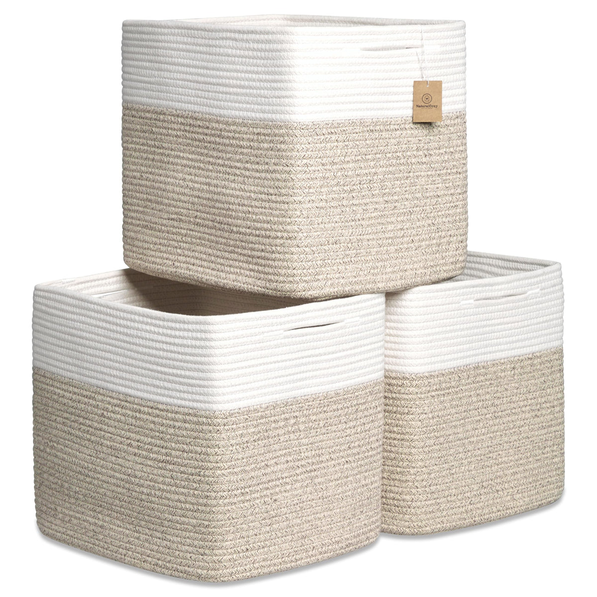 13x15x13 Kallax Storage Cubes Bins, 3 Pack | Cotton Rope - Image 1