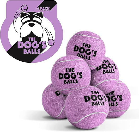 The Little Dog’s Balls Dog Tennis Balls for Small Dogs & Puppies, Lilac, 6-Pack - Non-Abrasive Felt Fetch Balls, Tough Rubber Core, Float in Water