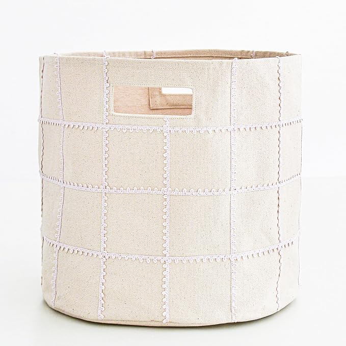 MakeMake Organics Storage Bins for Kids Nursery Bin Organizer (13"x12") Laundry Basket for Closet, Decorative Floor Storage Basket Canvas Fabric Storage Basket (Mesh - Taupe)