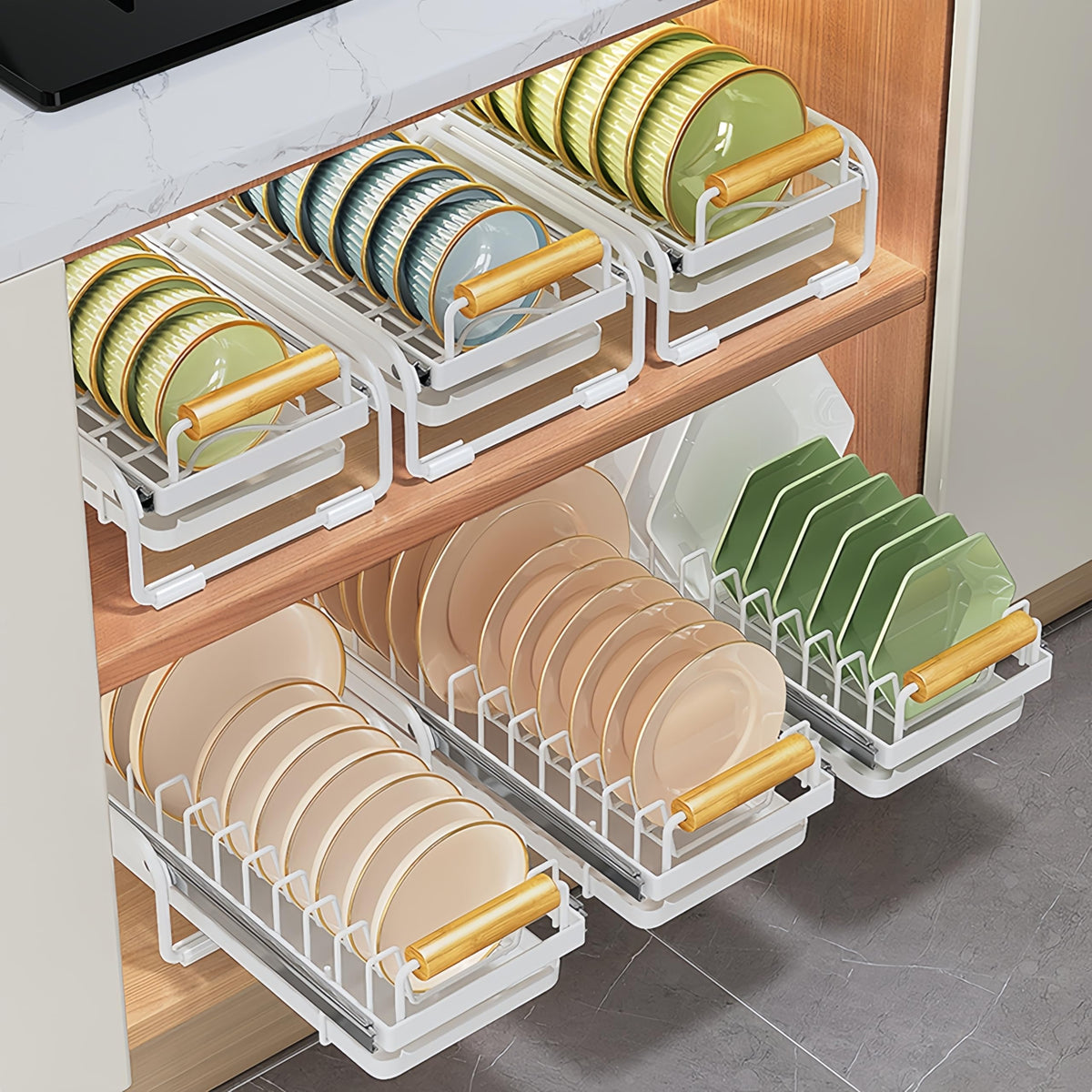 Pull-Out Double/Single Tier Dish Rack for Cupboard, | All Products - Image 1