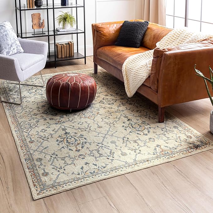 Mohawk Home Garrett Floral Cream 5' 3" x 8' AArea Rug Perfect for Living Room, Dining Room, Office