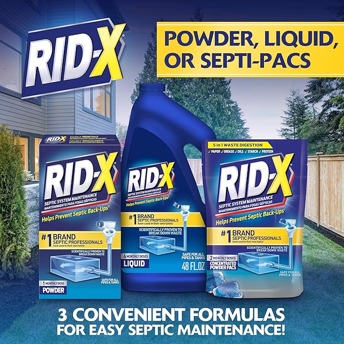 Rid-X Septic Tank Treatment Enzymes,3 Month Supply Septi-Pacs,3.2oz,(Pack of 2)