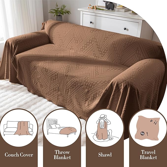 Waterproof Sofa Cover, Reversible, Pet-Friendly, Washable and Anti-Slip Couch Covers for Sofa Protection with 4 Cushions, Sofa Slipcovers for Dogs and Cats (71×150in/Brown)