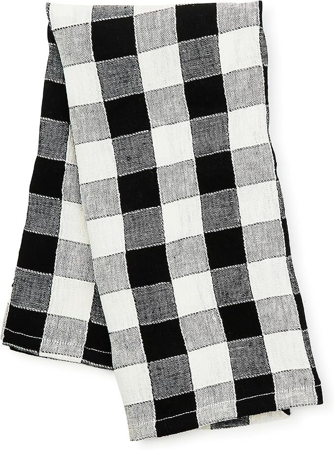 MACKENZIE-CHILDS Linen Dish Towel, Decorative Kitchen Towel, Black Check