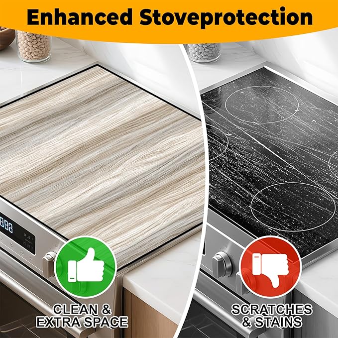 Stove Top Cover Retro Flower Gas Stove Top Cover for Home Decoration Kitchen Pad Non-Stick Washable Cooktop Covers Countertop Protector Keep Stove Clean 28"x20" (Texture-2)