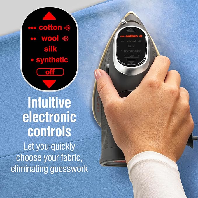 CHI Mini Steam Iron for Clothes, Sewing, Crafting and Travel with Titanium Infused Ceramic Soleplate, 1000 Watts, XL 10’ Cord, 3-Way Auto Shutoff, Portable, Vacation Essentials, Black (13120)