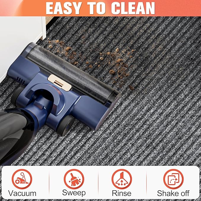 MYFAMIREA Commercial Floor Mat 2' x 4' Extra Large Front Door Industrial Rug Heavy Duty Brush Step Entrance Mat Weather Utility Rug with Non Slip Rubber Backing Low Profile for Entryway, Charcoal Grey