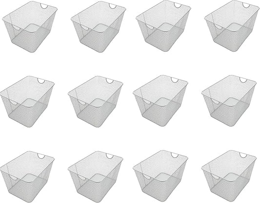 YBM HOME Kitchen Pantry Organizer Wire Baskets for Shelves, Cabinets, Pantry, Countertop, Mesh Open Storage Bin Metal Basket for Organizing Food Supplies, 12 Pack, 15x12x11.5