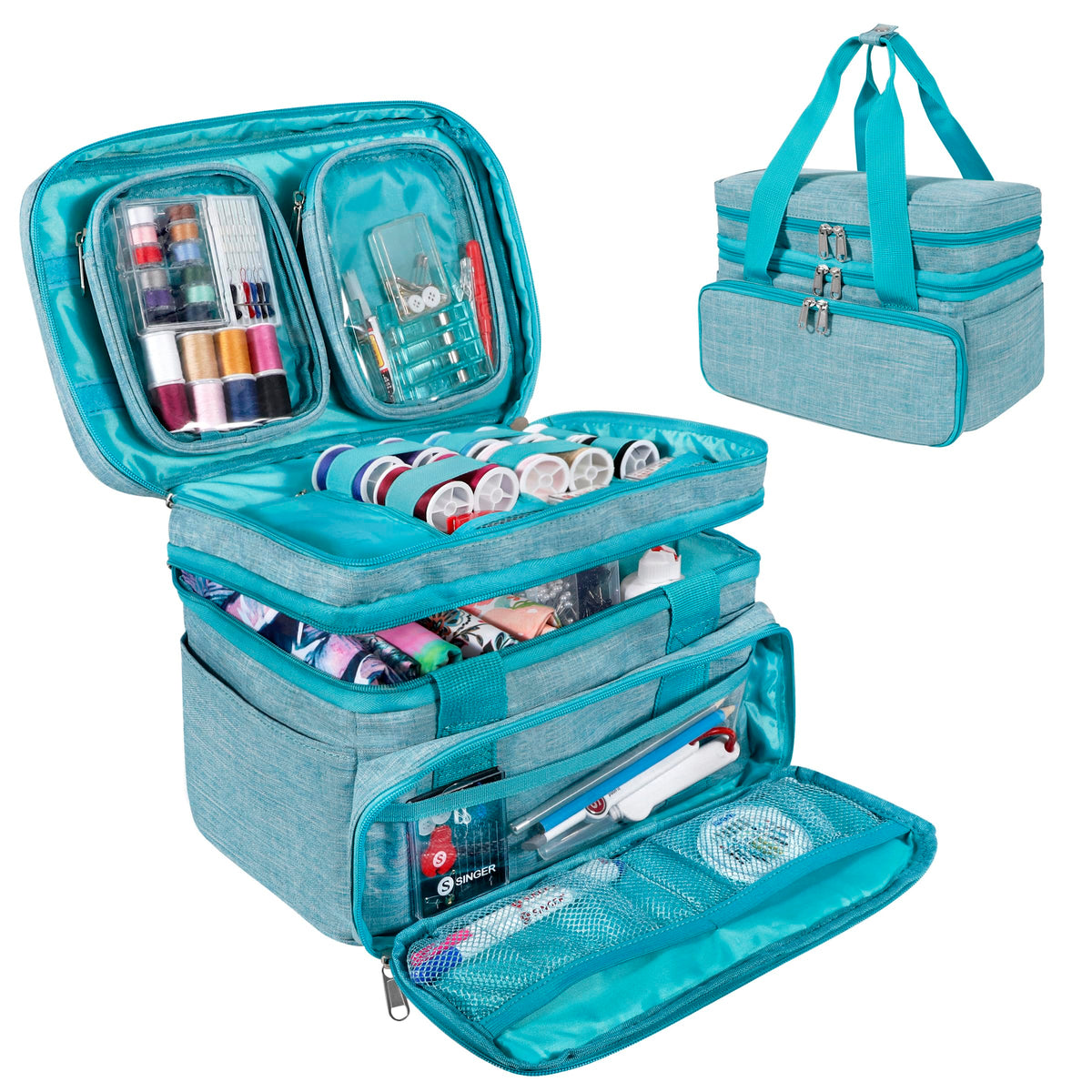 SINGER Portable Sewing Storage Organizer Bag, 18 Compartments - Image 1