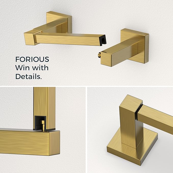 Bathroom Hardware Set — Toilet Paper Holder & Towel Ring, Brushed Gold