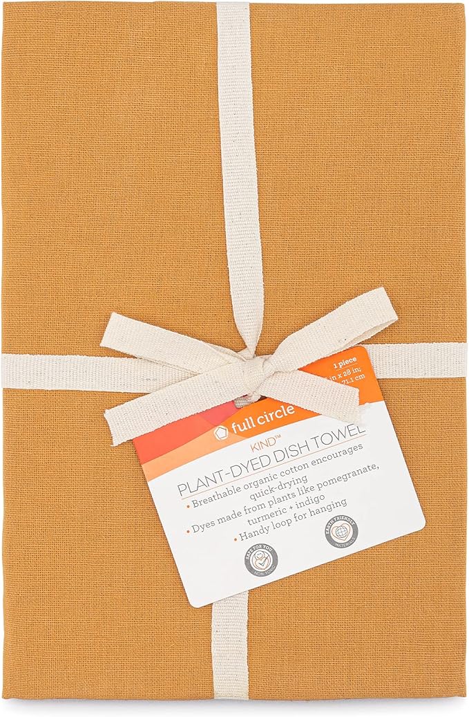 Full Circle Kind Collection Plant-Dyed Organic Cotton, Dish Towel, Turmeric