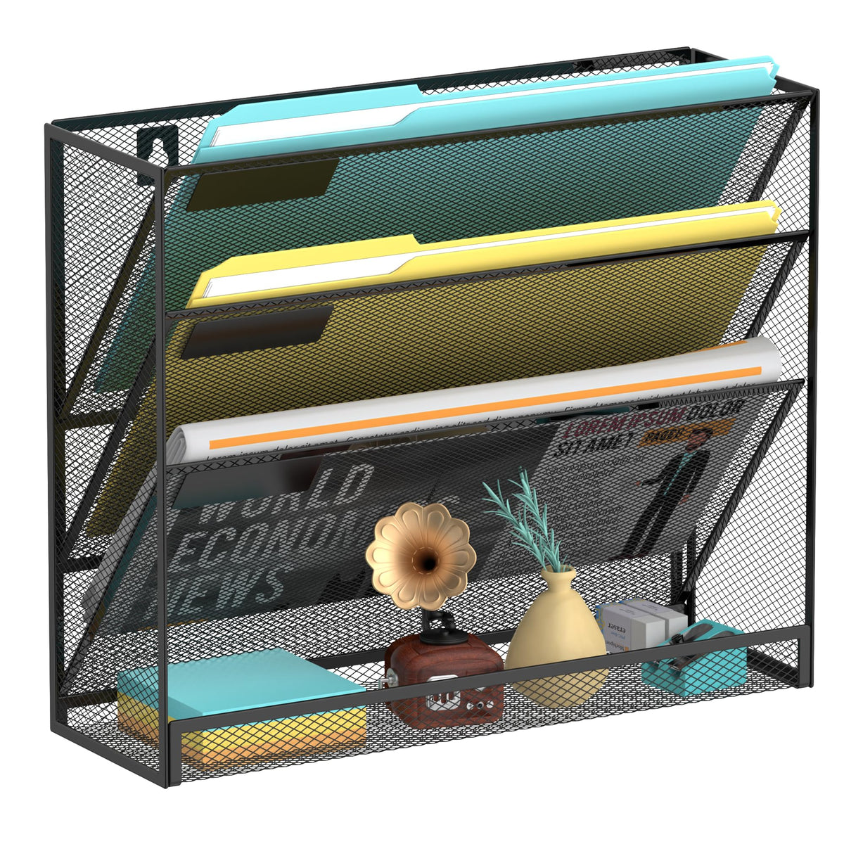 SUPEASY Wall File Organizer Mesh Office Mail Holder, Hanging Wall - Image 1