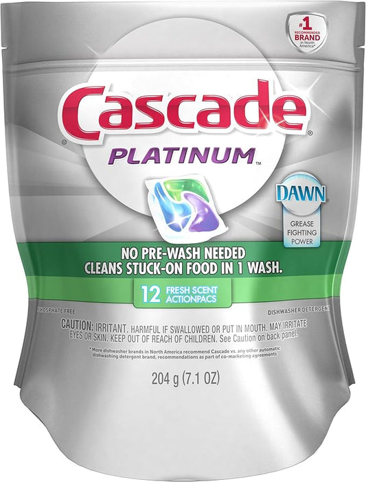 Cascade Platinum Actionpacs Fresh Scent Dishwasher Detergent 12 Count