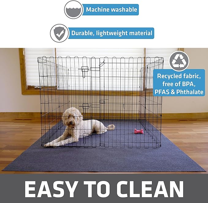 Drymate 2-Pack Jumbo Dog Playpen Mat (60x74), Absorbent, Waterproof, Slip-Resistant, Machine Washable, Reusable Puppy Pad for Training, Whelping, Housebreaking, Incontinence, Crate, Kennel (USA Made)
