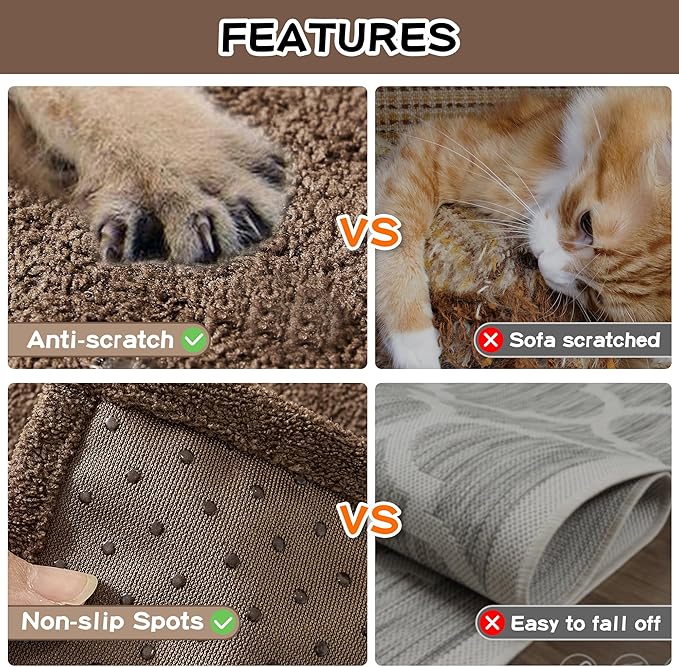 MEETSKY Sectional Couch Cover for 3 Cushion Sofa Washable, Cat Scratch Proof Sofa Covers, Furniture Protector Oversized L Shape Big Sofa Slipcovers for Dogs, 91" x 150", Brown