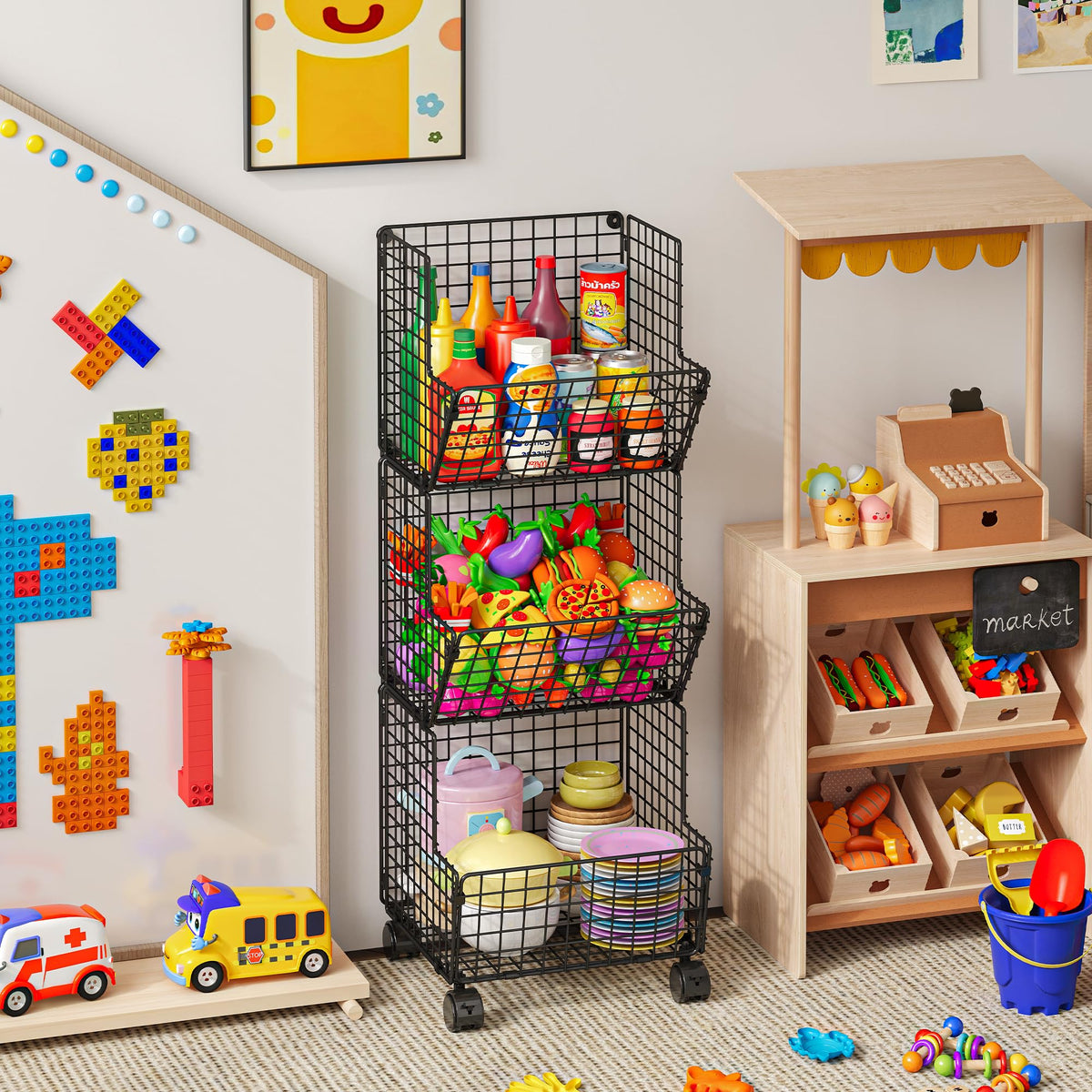 Sonyabecca 3 Tier Rolling Toy Organizer Cart with Wh | All Products - Image 2