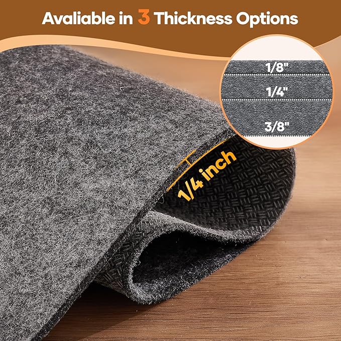 Veken Non Slip Cushioned Rug Pad Gripper 3 x 5 Ft, Felt and Silicone Backing, 1/4 inch Thick Carpet Liner for Hardwood Floors and Finishes, Under Area Rugs Anti Skid Mat, Keep Rugs Safe and in Place
