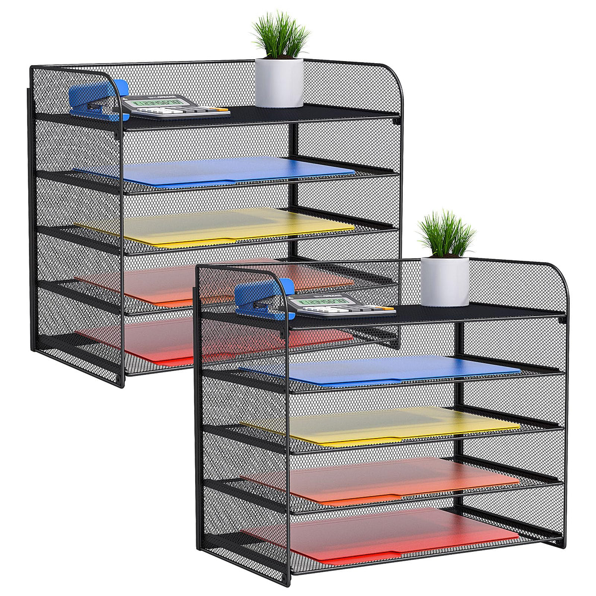 2 Sets 5-Tier Paper Organizer,Paper Tray Holder for Desk - Image 1