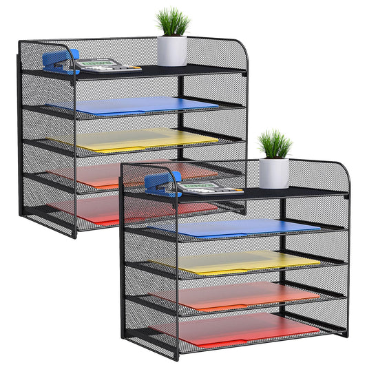 2 Sets 5-Tier Paper Organizer,Paper Tray Holder for Desk - Image 1