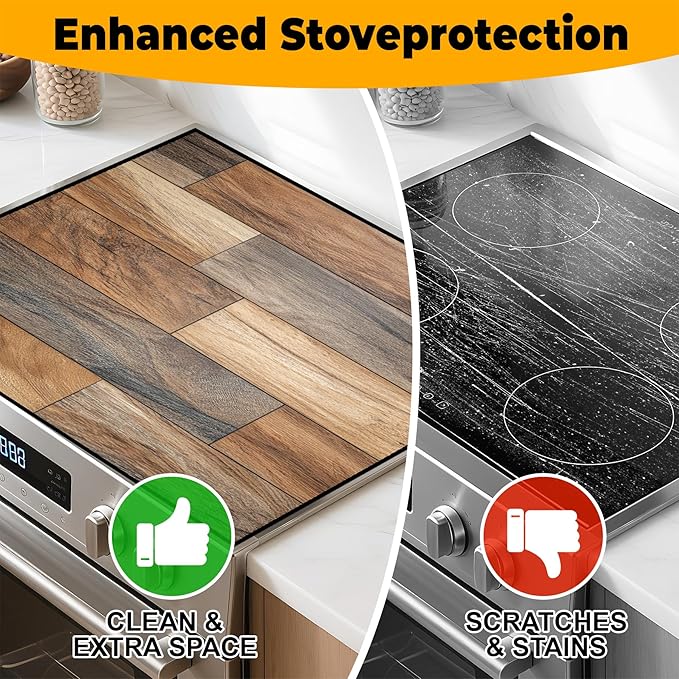 Stove Top Cover for Home Decoration Kitchen Pad Washable Cooktop Covers Countertop Stove Protector Mat for Home Kitchen Cooktops (brown, 28"x20")