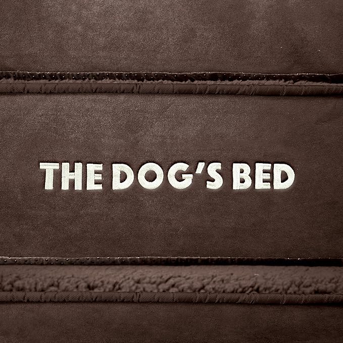The Dog’s Bed, Large Brown Plush, Memory Foam, Pain Relief: Arthritis, Hip & Elbow Dysplasia, Post Surgery, Lameness, Supportive, Calming, Waterproof Washable Cover