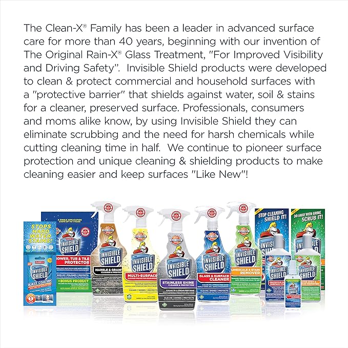 Invisible Shield Marble & Granite Cleaner & Protectant with Hydrogen Peroxide – 32 fl. oz. by UNELKO- Clean-X 2 pack