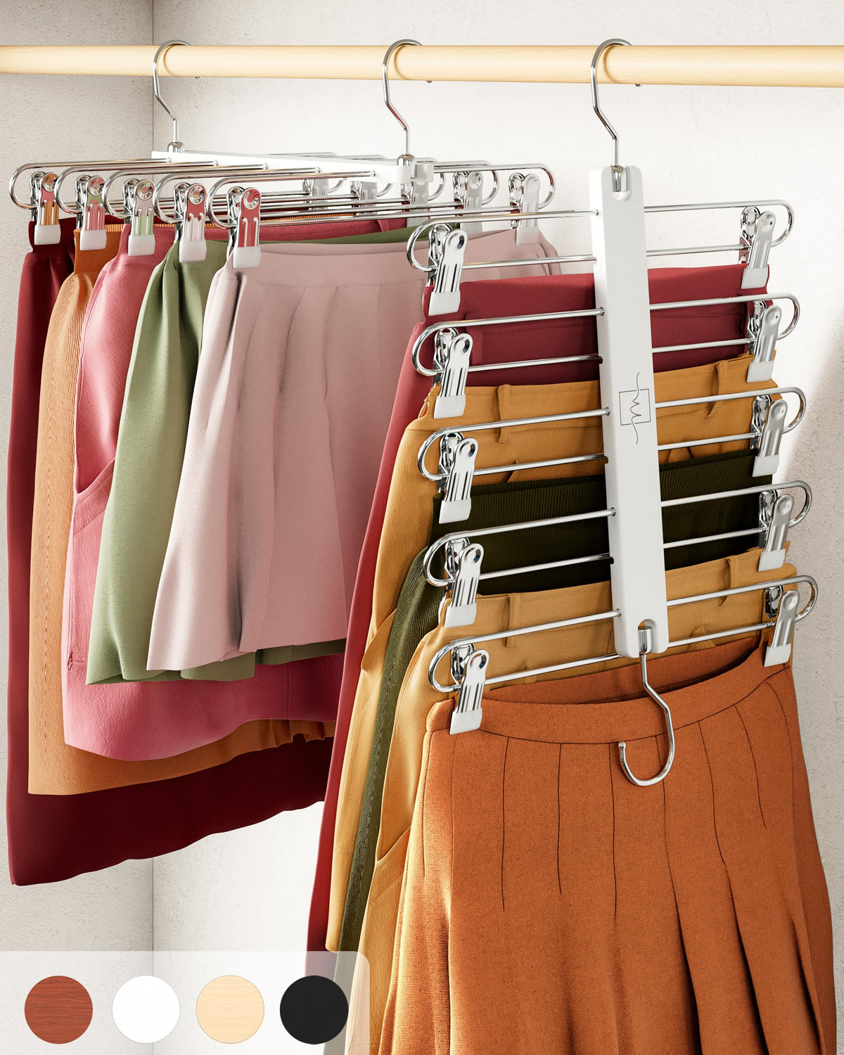 Skirt Hangers Space Saving with Clips - 2 Pack European Beechwood - Image 1