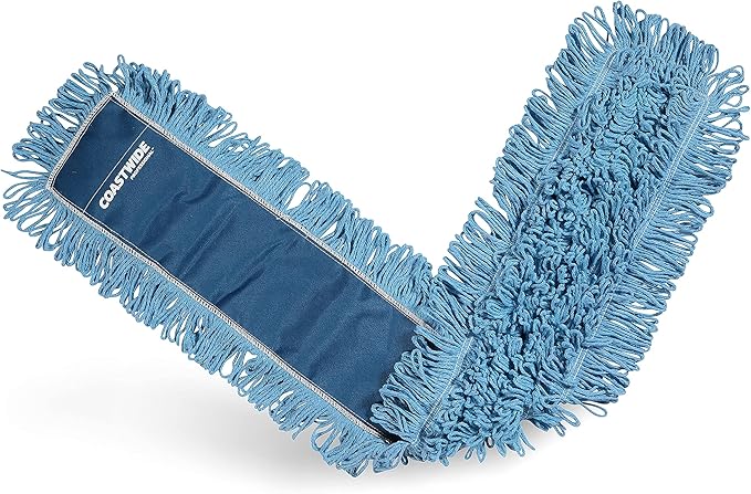 Professional Looped-End Dust Mop Head, Cotton, 48" x 5", Blue