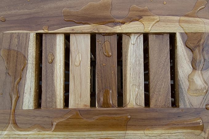 DecoTeak Solid Hamper in Natural Teak, Solid Bench in Natural Teak, 23 inch W x 12.5 inch D x 18.5 inch H