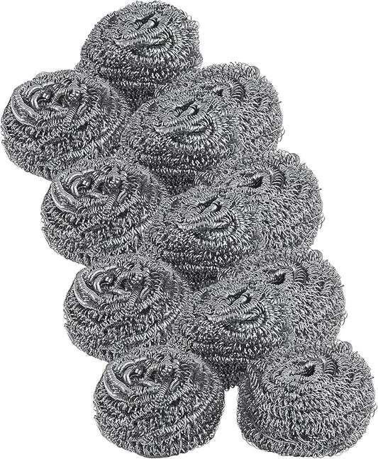 Superio Stainless Steel Scourers Steel Wool Scrubber Pad Used for Dishes, Pots, Pans, Grill, Stoves, and Ovens, Easy scouring for Tough Kitchen Cleaning (12)