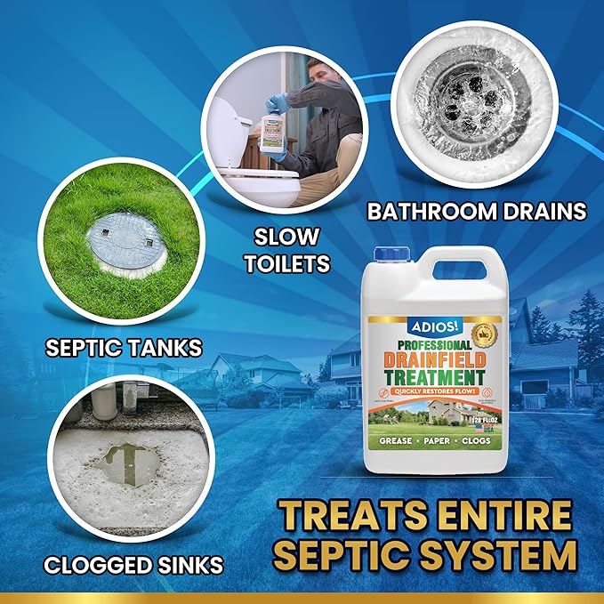 Enzyme Drain Field Cleaner and Treatment for Septic Tanks, Leach Fields and Pipes (Gallon (128oz))